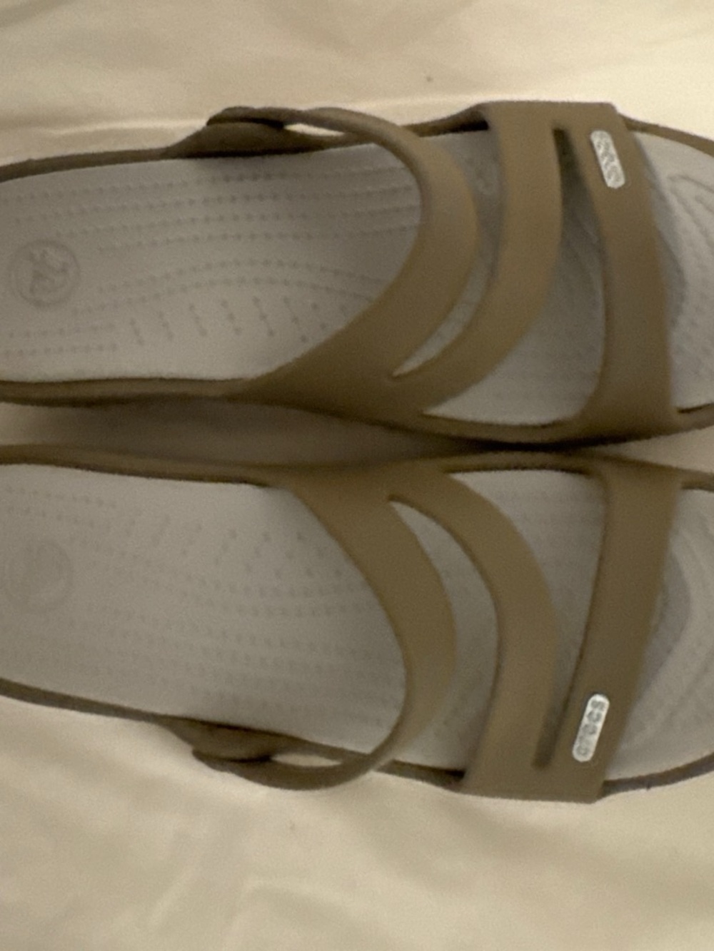 CROCS Women's Dual-Strap Slide Sandals in Taupe